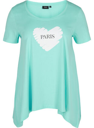 Lyhythihainen a-mallinen t-paita puuvillasta , Aqua Sky PARIS, Packshot image number 0