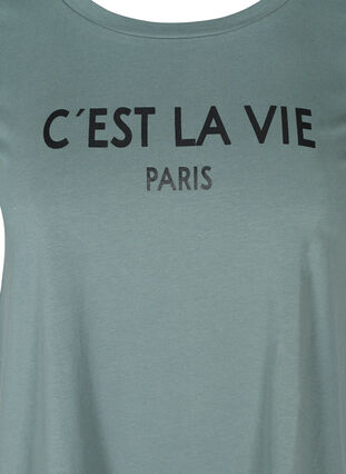 Lyhythihainen puuvillainen t-paita painatuksella, Balsam Green PARIS, Packshot image number 2