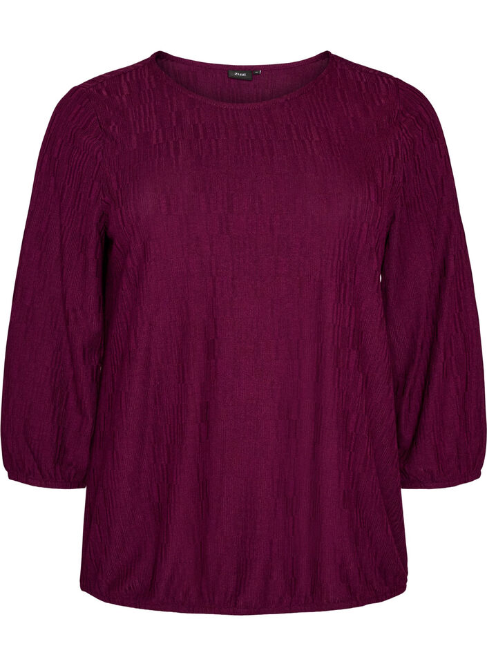 Pusero tekstuurilla ja 3/4-hihoilla, Violetti, Packshot image number 0