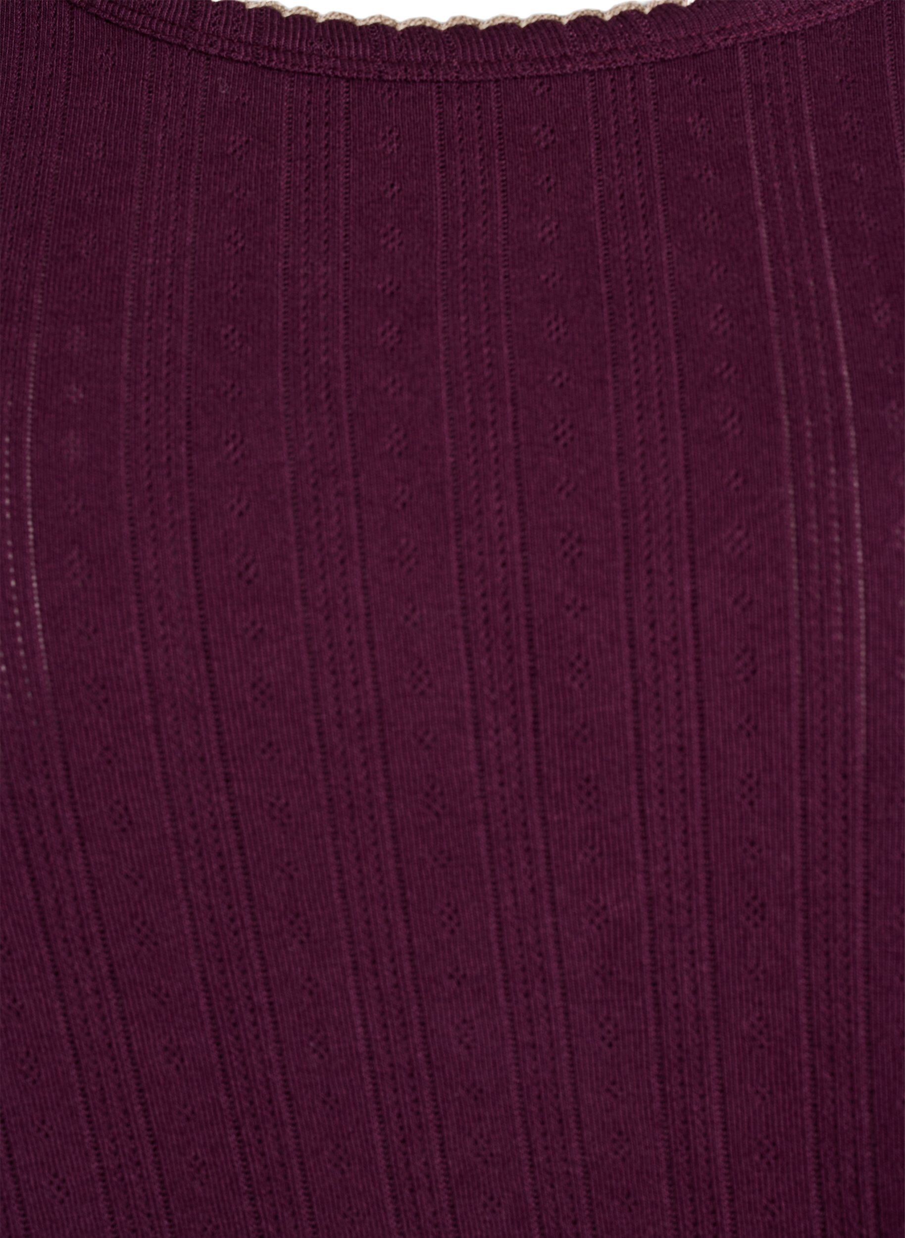 ZizziLuomupuuvillainen pyjamapaita rei&rsquo;itetyll&auml; kirjailulla, Tumma Bordeaux, Packshot image number 2