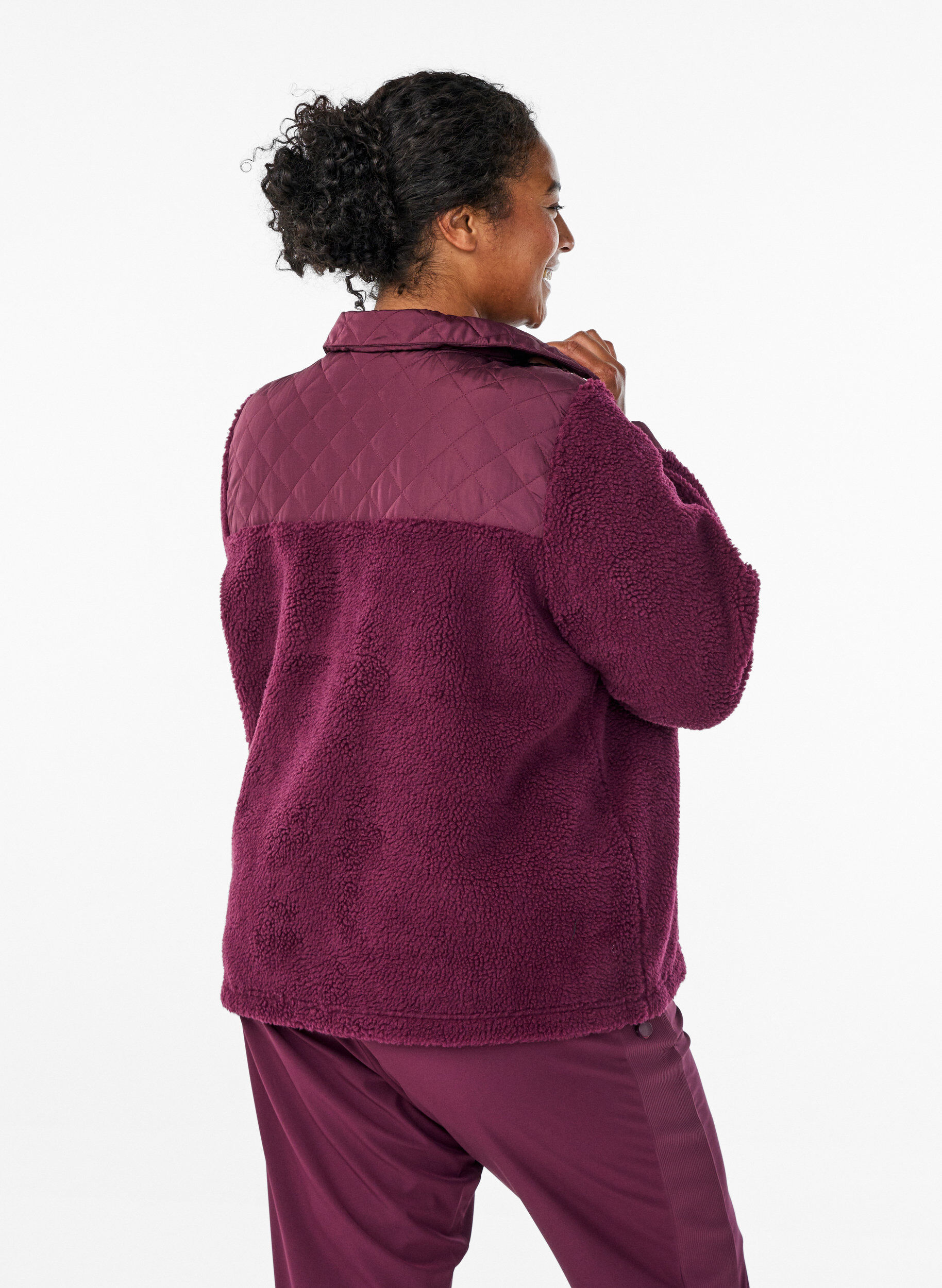 Zizzi Fleece-takki tikatuilla yksityiskohdilla, Punainen, Model image number 2