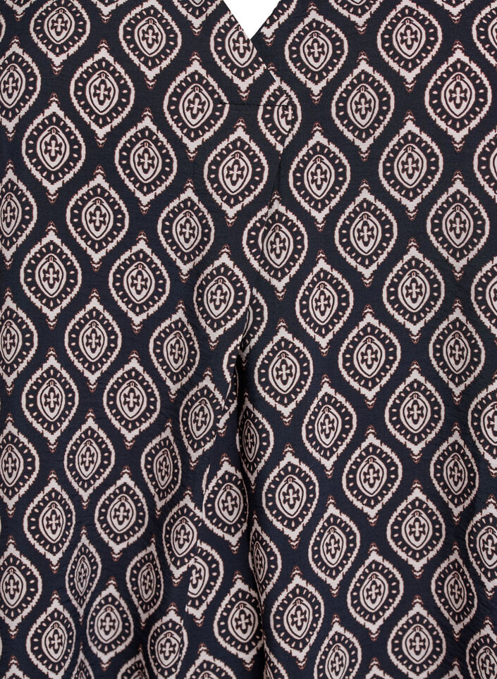 Viskoosimekko, jossa on V-p&auml;&auml;ntie, Sininen, Packshot image number 2