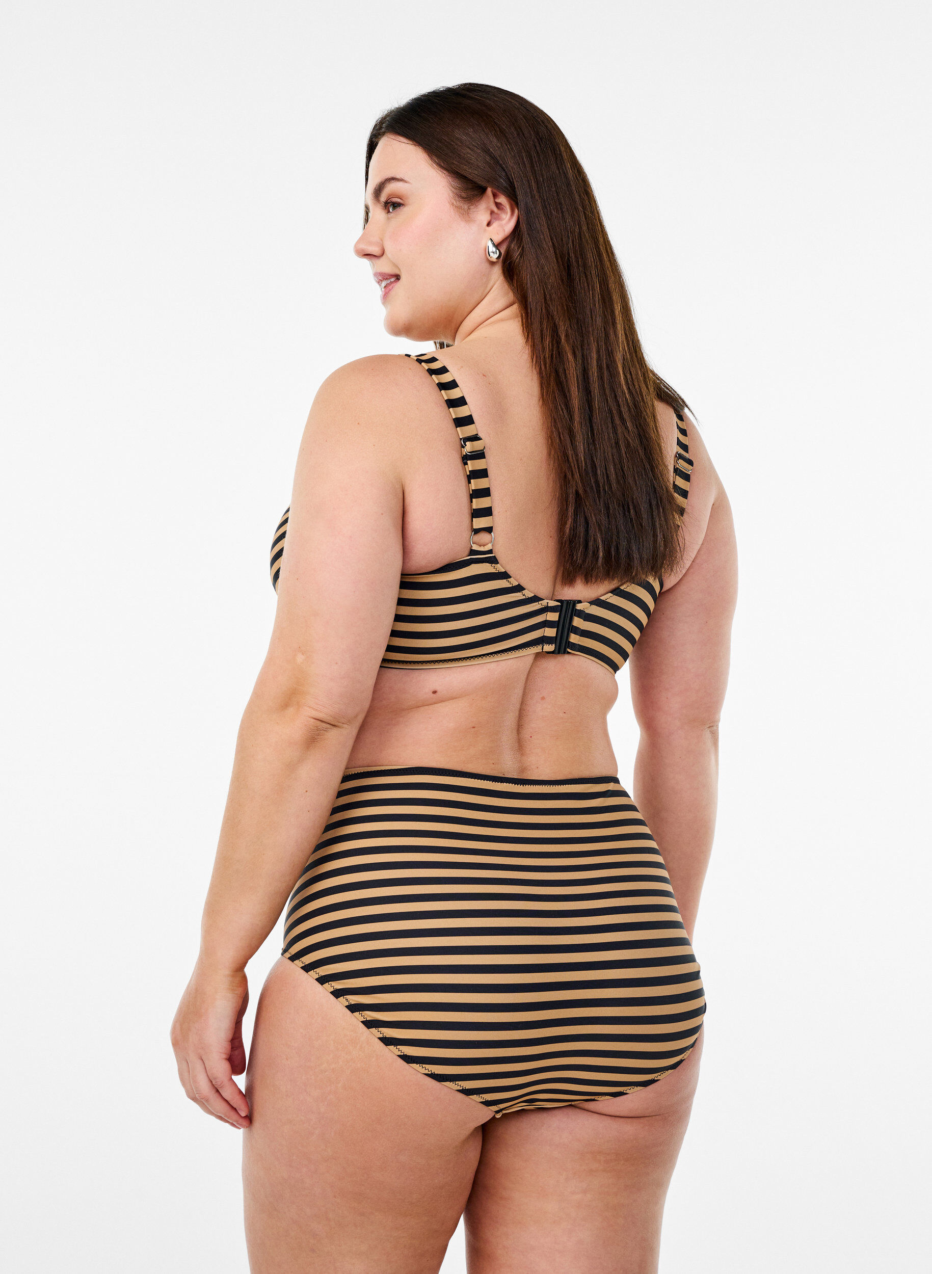 ZizziKorkeavy&ouml;t&auml;r&ouml;iset raidalliset bikinialaosat, Ruskea, Model image number 1