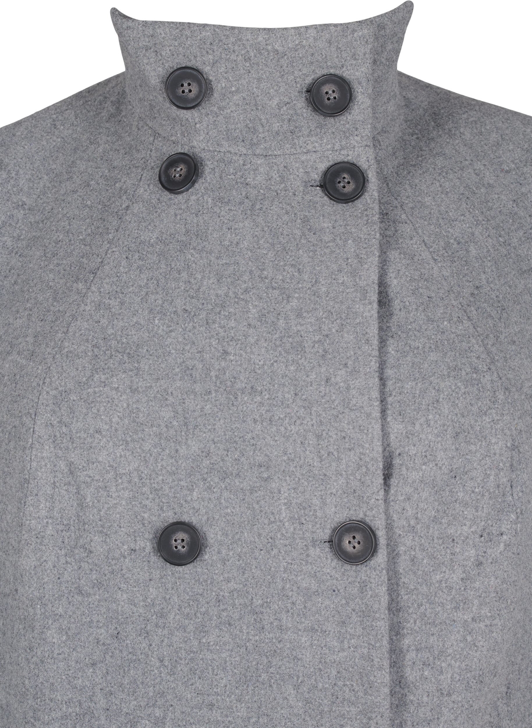 Zizzi Lyhyt A-linjainen takki, Light Grey Melange, Packshot image number 2
