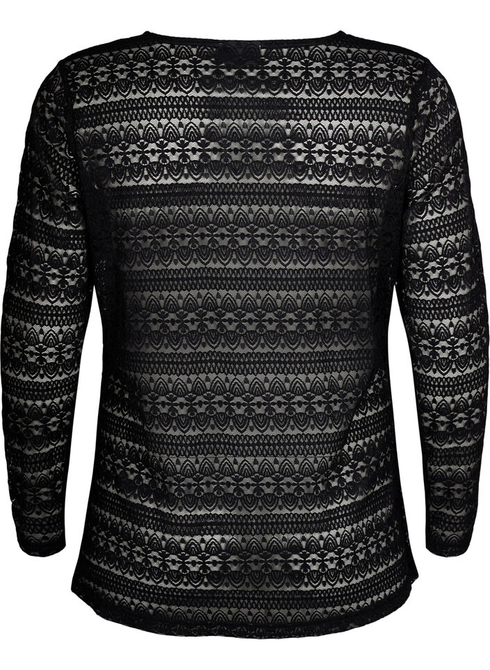 V-pääntie pitsipusero vuorilla, Black, Packshot image number 1