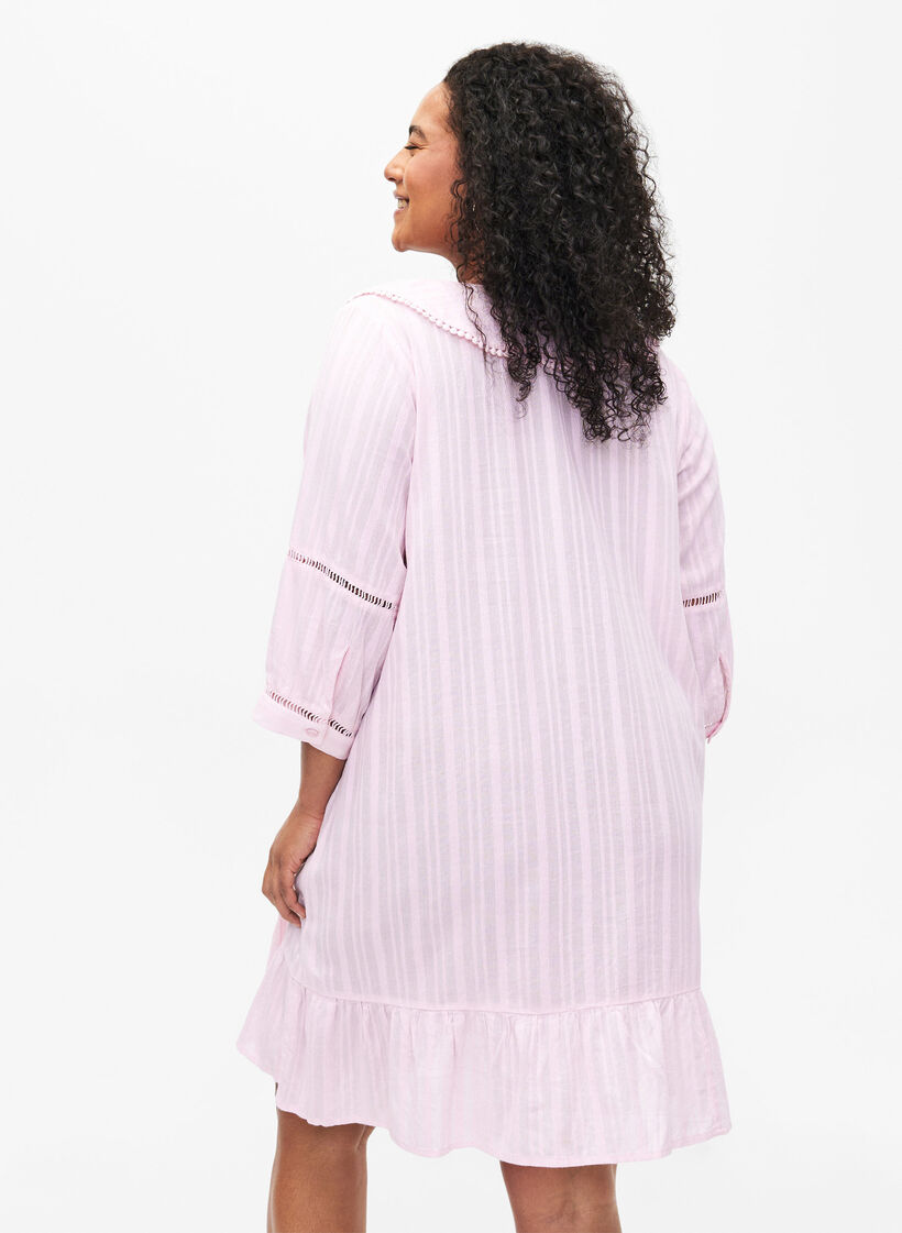 Puuvilla-viskoosisekoitemekko, jossa on 3/4-hihat, Almond Blossom, Model image number 1