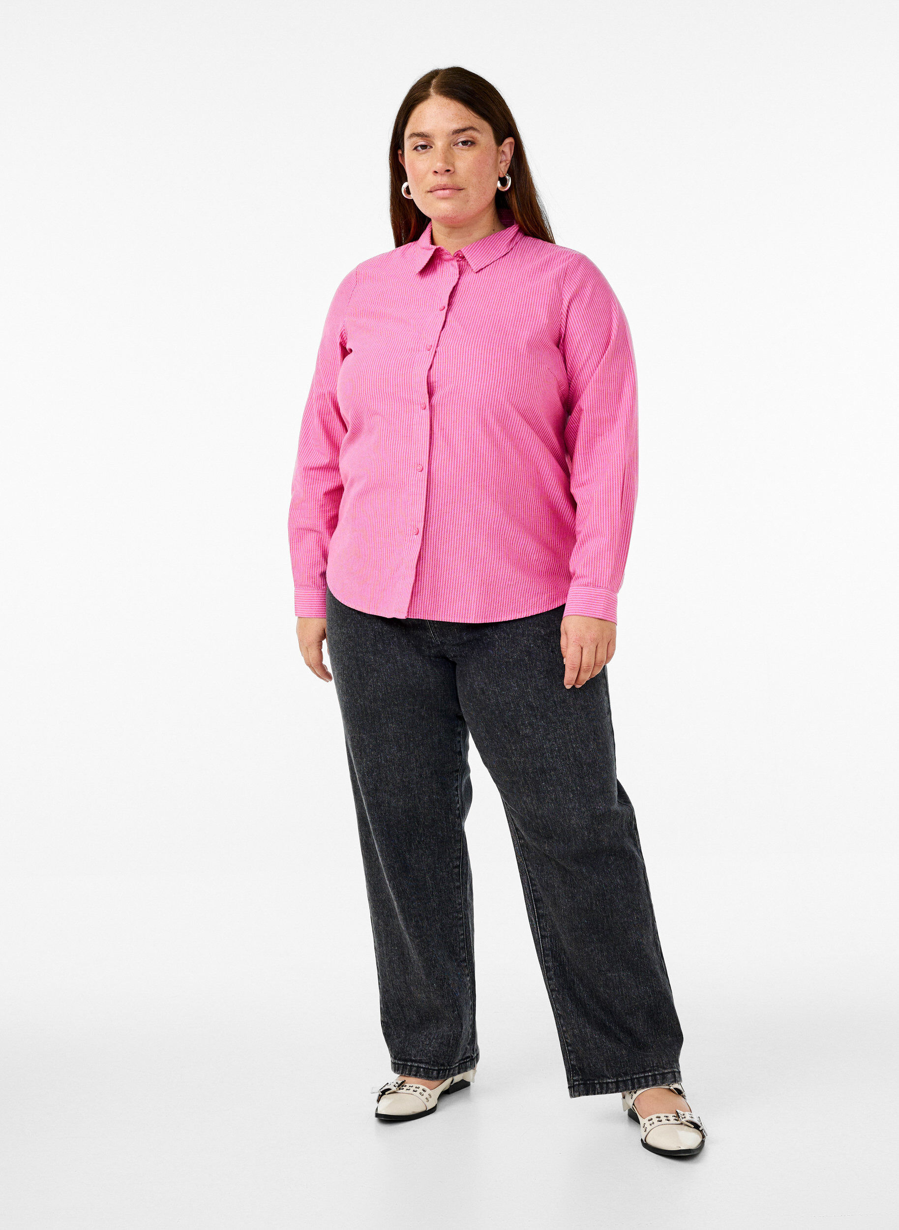 Zizzi Pitk&auml;hihainen puuvillapaita, Punainen, Model image number 1