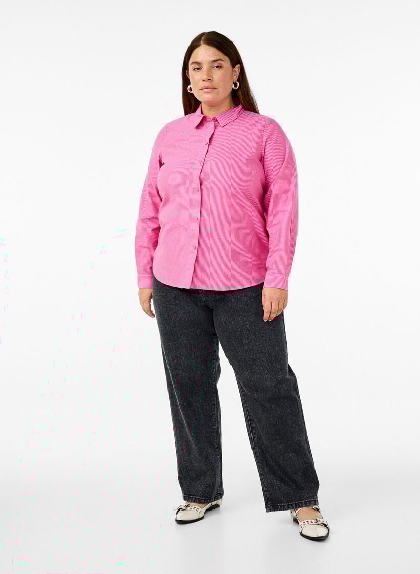 Pitk&auml;hihainen puuvillapaita, Punainen, Model image number 1