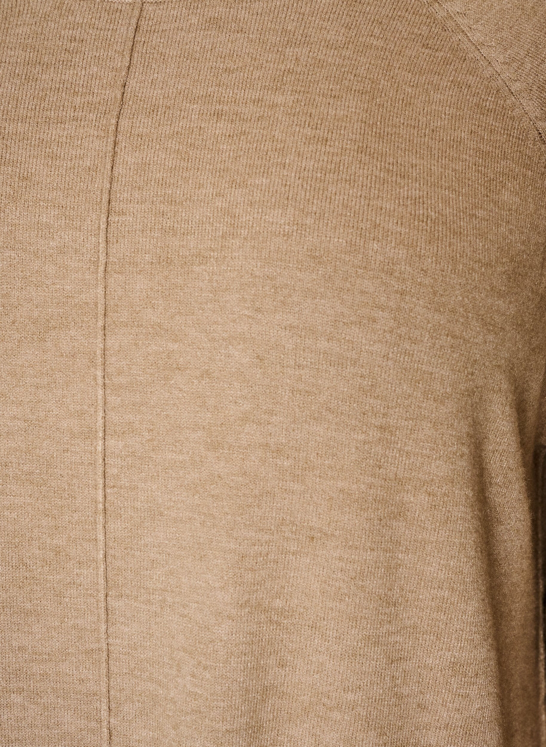 ZizziLyhyt neulemekko raglanhihoilla ja keskisaumalla, Beige, Packshot image number 2