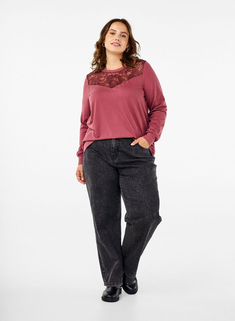 Pitsikoristeinen collegepusero, Rose Brown, Model image number 2