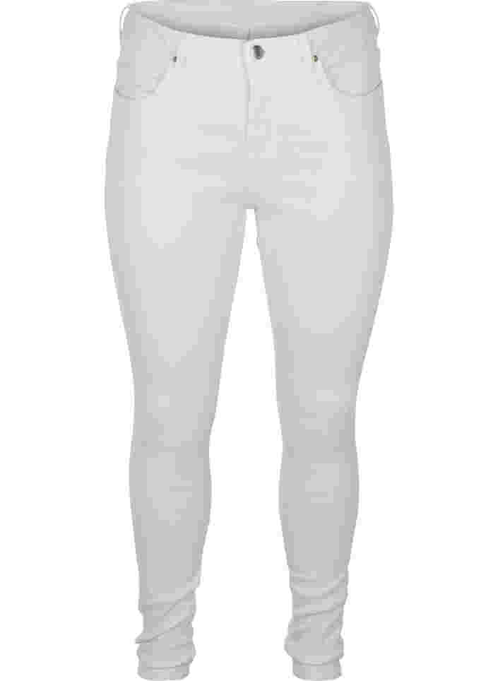 Korkeavyötäröiset super slim Amy farkut, Bright White, Packshot image number 0