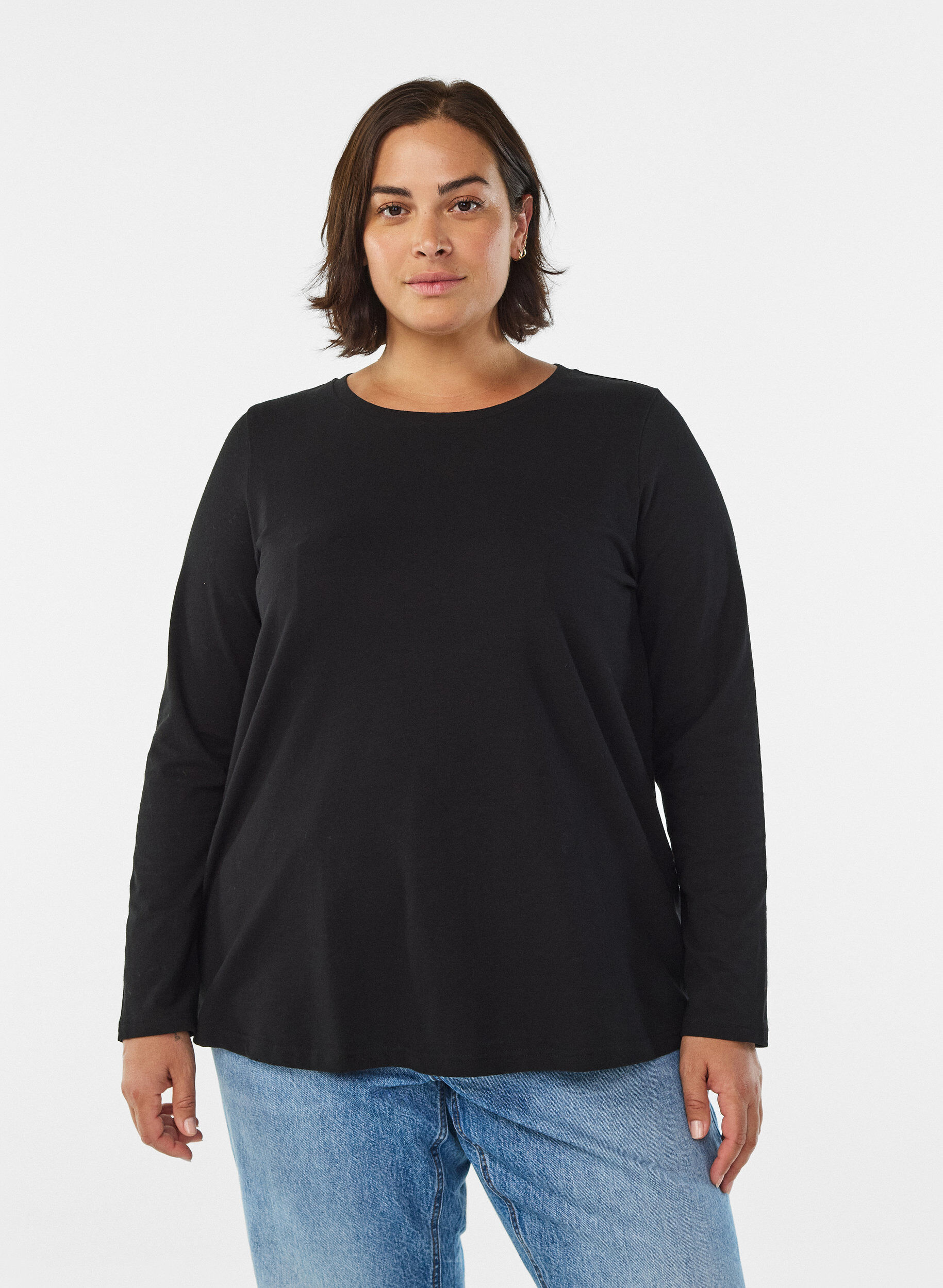 Perus jersey-paita, jossa pitk&auml;t hihat, Musta, Model
