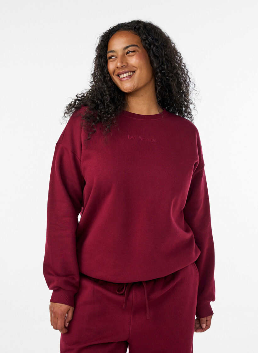 Collegepaita tekstiprintill&auml;, Punainen, Model image number 0