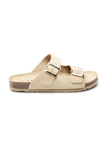 Mokkanahkaiset sandaalit leveässä mallissa, Almond, Packshot image number 0