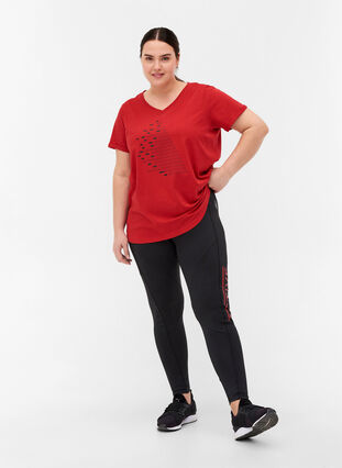 Puuvillainen t-paita treeniin painatuksella, Haute Red, Model image number 3