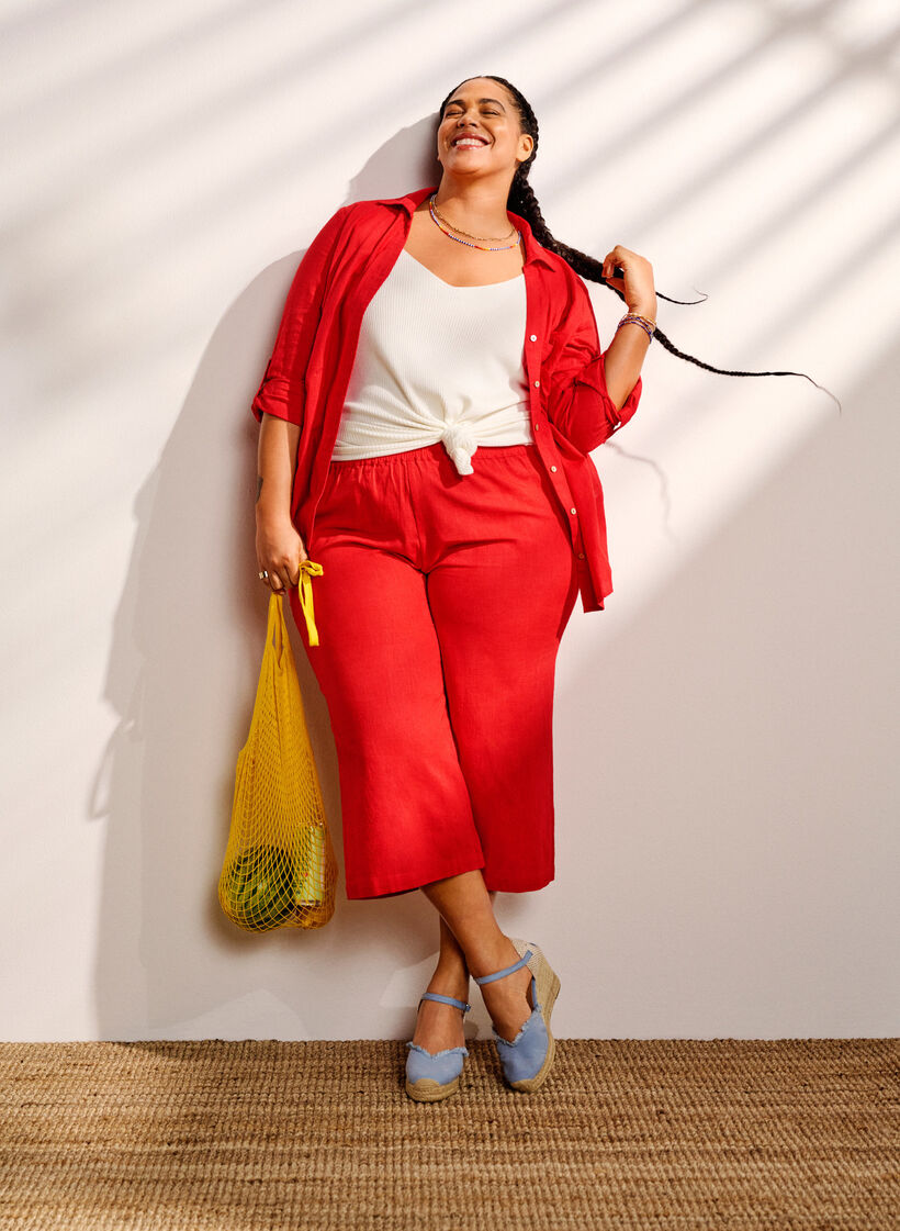 Paitapusero napituskiinnityksellä puuvilla-pellavasekoitteesta, Hibiscus, Image image number 0