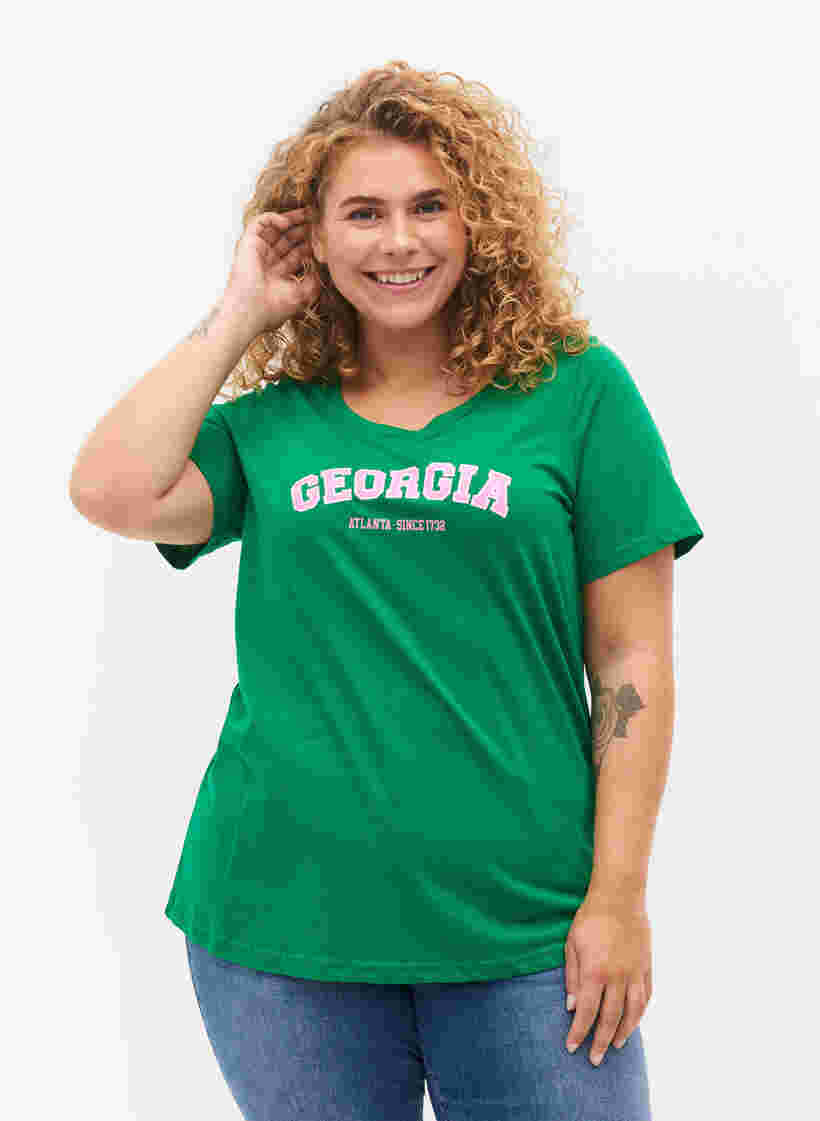 Puuvillainen t-paita painatuksella, Jolly Green Georgia, Model