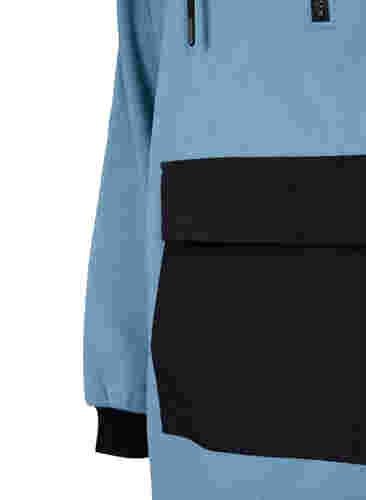 Pitkä fleeceanorakki vetoketjulla, Smoke Blue w. Black, Packshot image number 2