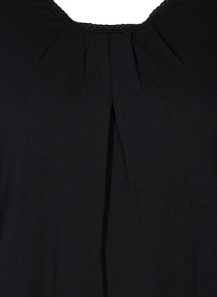 Lyhythihainen t-paita pyöreällä pääntiellä ja pitsireunuksella , Black, Packshot image number 2