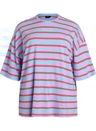 Ylisuuri T-paita raidoilla ja 1/2-hihoilla, Sininen