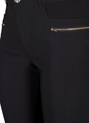 Tyköistuvat housut vetoketjuyksityiskohdilla , Black, Packshot image number 2