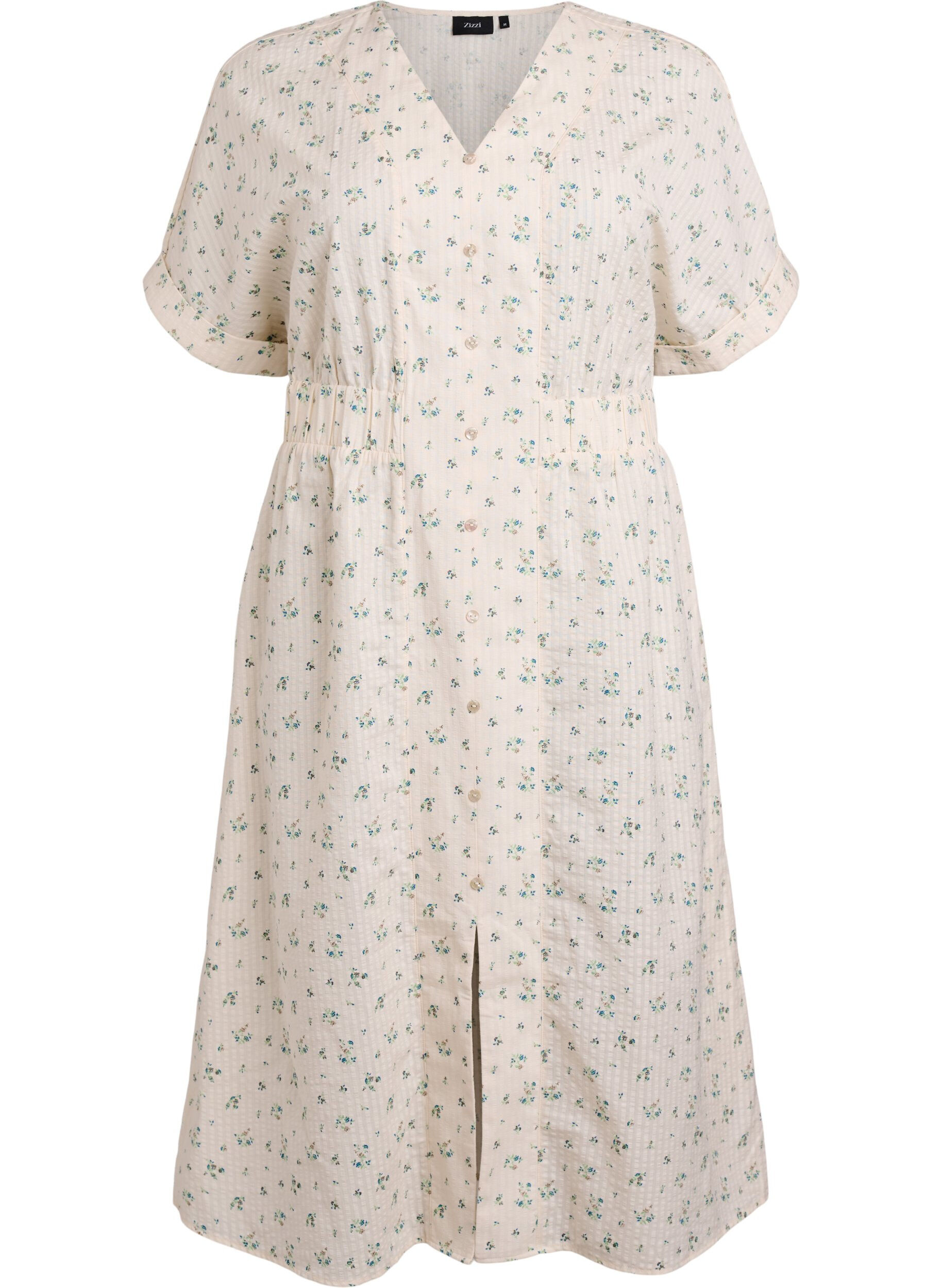 Zizzi Midimekko lyhyill&auml; hihoilla ja edess&auml; halkio, Valkoinen, Packshot image number 0