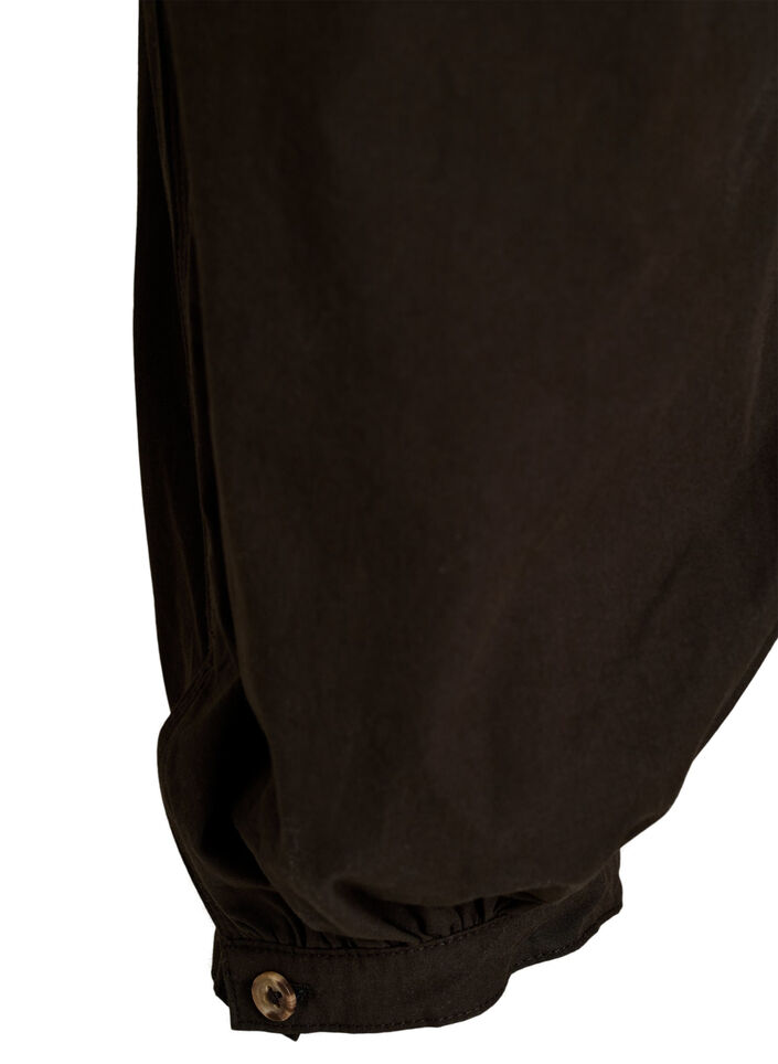 Korkeavy&ouml;t&auml;r&ouml;iset puuvillaiset balloon-housut, Ruskea, Packshot image number 3