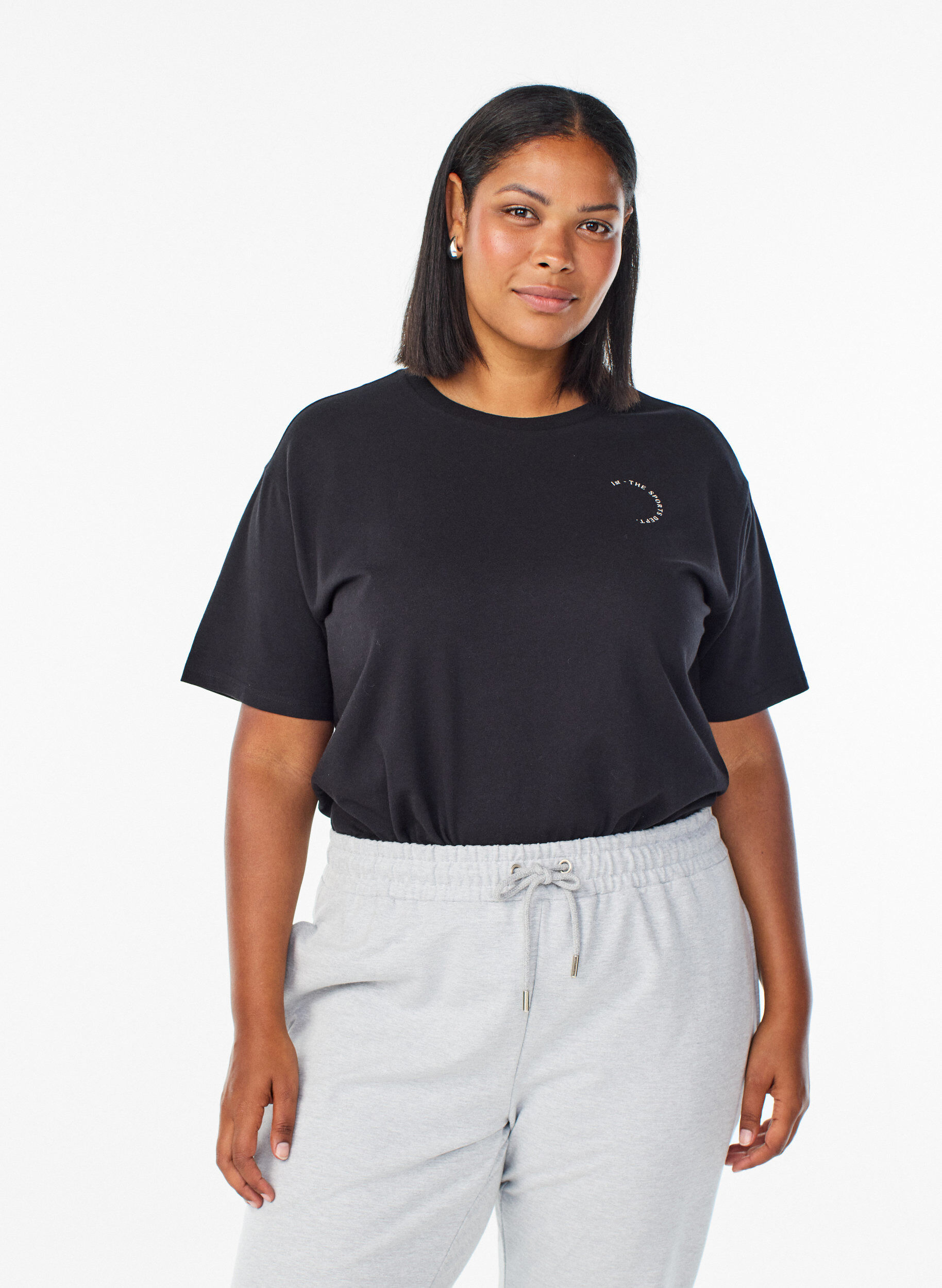 ZizziUrheilullinen t-paita luomupuuvillasta, Musta, Model image number 0
