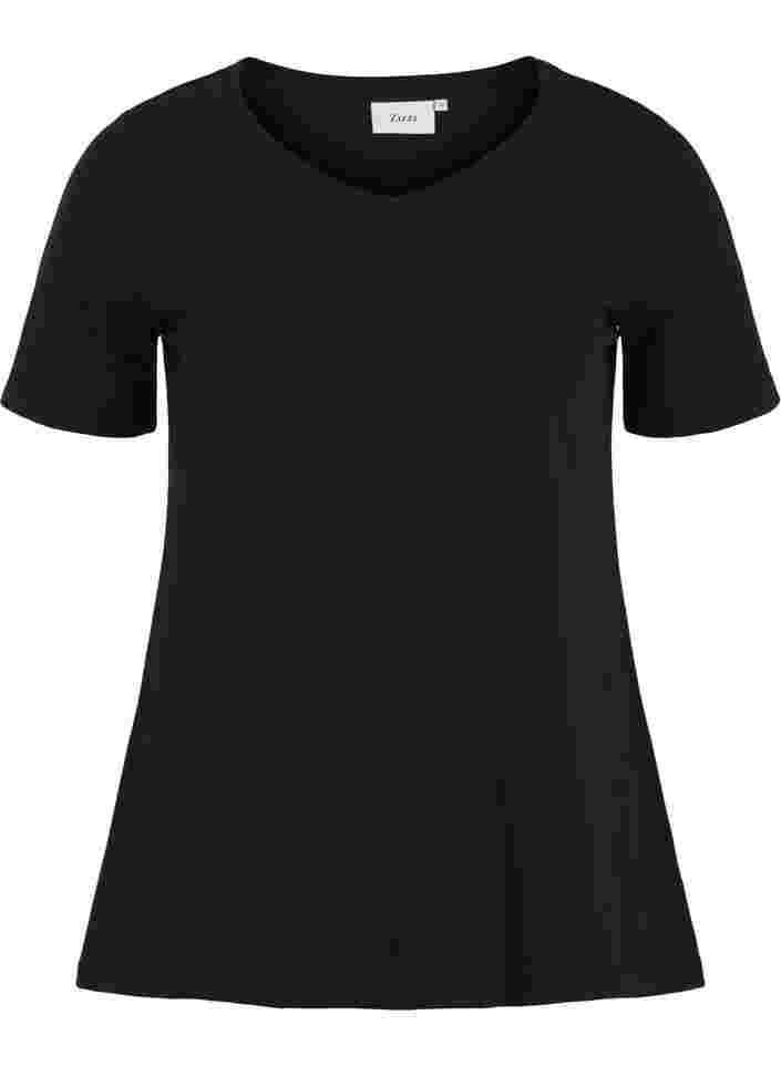 Yksivärinen perus t-paita puuvillasta, Black, Packshot image number 0
