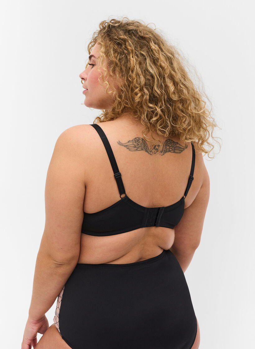 Kaarituelliset rintaliivit kuviolla, Black, Model image number 1