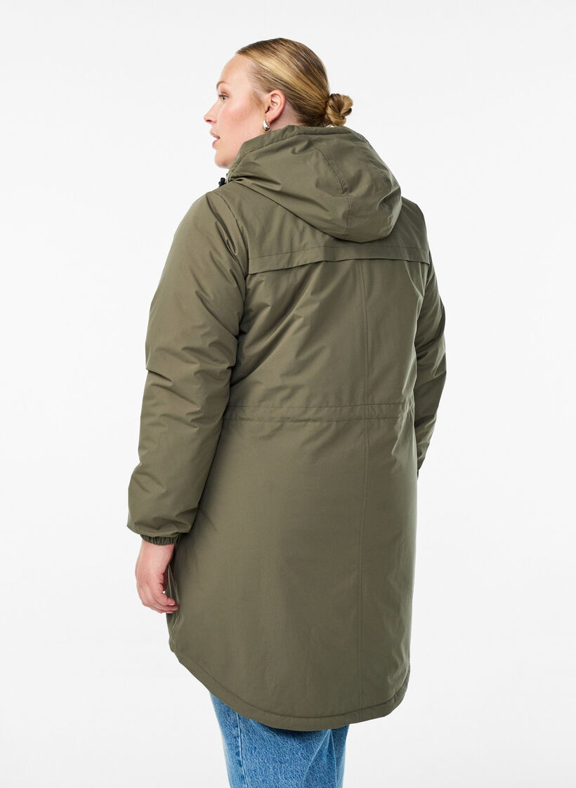 Kevyt topattu parka hupulla, Vihre&auml;, Model image number 2