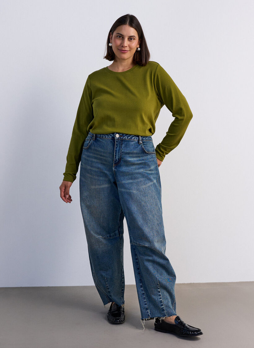Pitk&auml;hihainen perus-T-paita py&ouml;re&auml;ll&auml; p&auml;&auml;ntiell&auml;, Vihre&auml;, Model image number 1