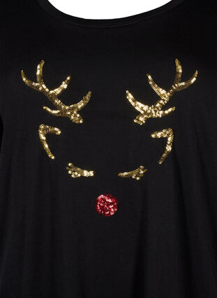 Jouluinen t-paita puuvillasta, Black Reindeer, Packshot image number 2