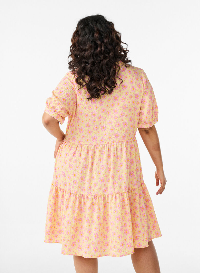 Lyhyt A-linjainen mekko, Keltainen, Model image number 2