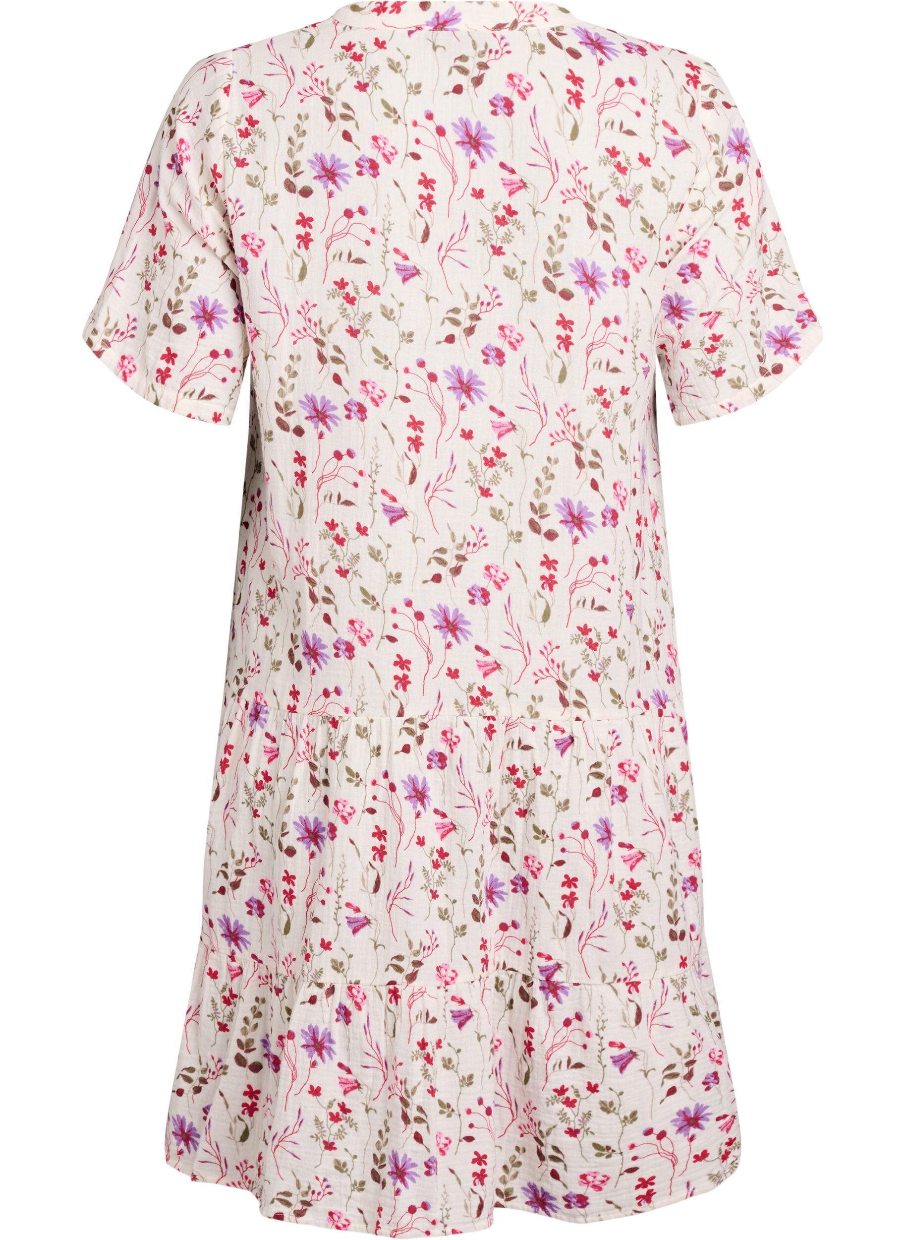 ZizziLyhyt A-linjainen mekko puuvillamusliinista, Beige, Packshot image number 1