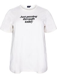 Puuvillainen T-paita tekstiprintill&auml;, Valkoinen