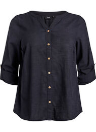 Puuvillainen paitapusero V-p&auml;&auml;ntiell&auml;, Musta