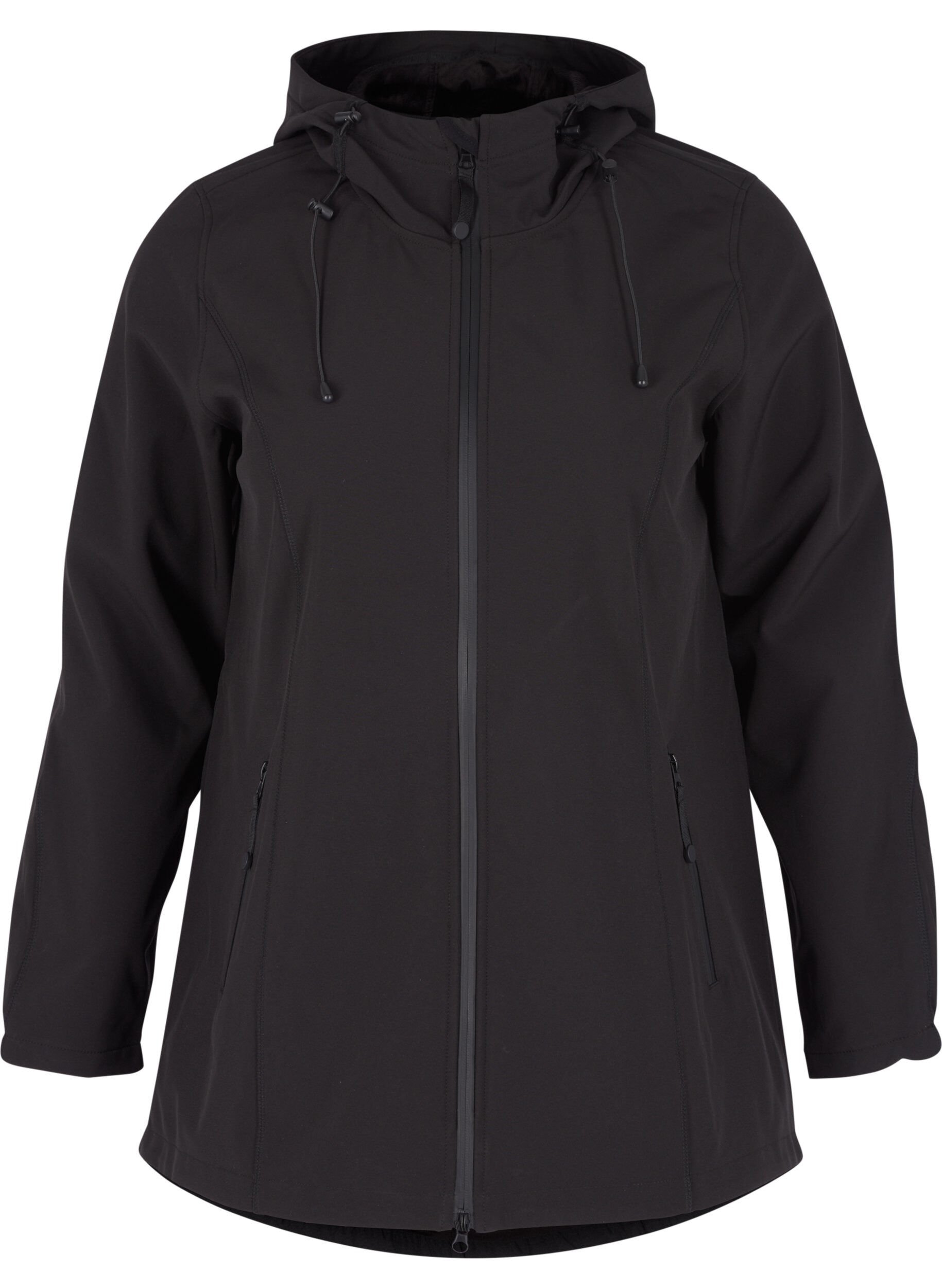 Zizzi Lyhyt softshell-takki hupulla, Black, Packshot image number 0