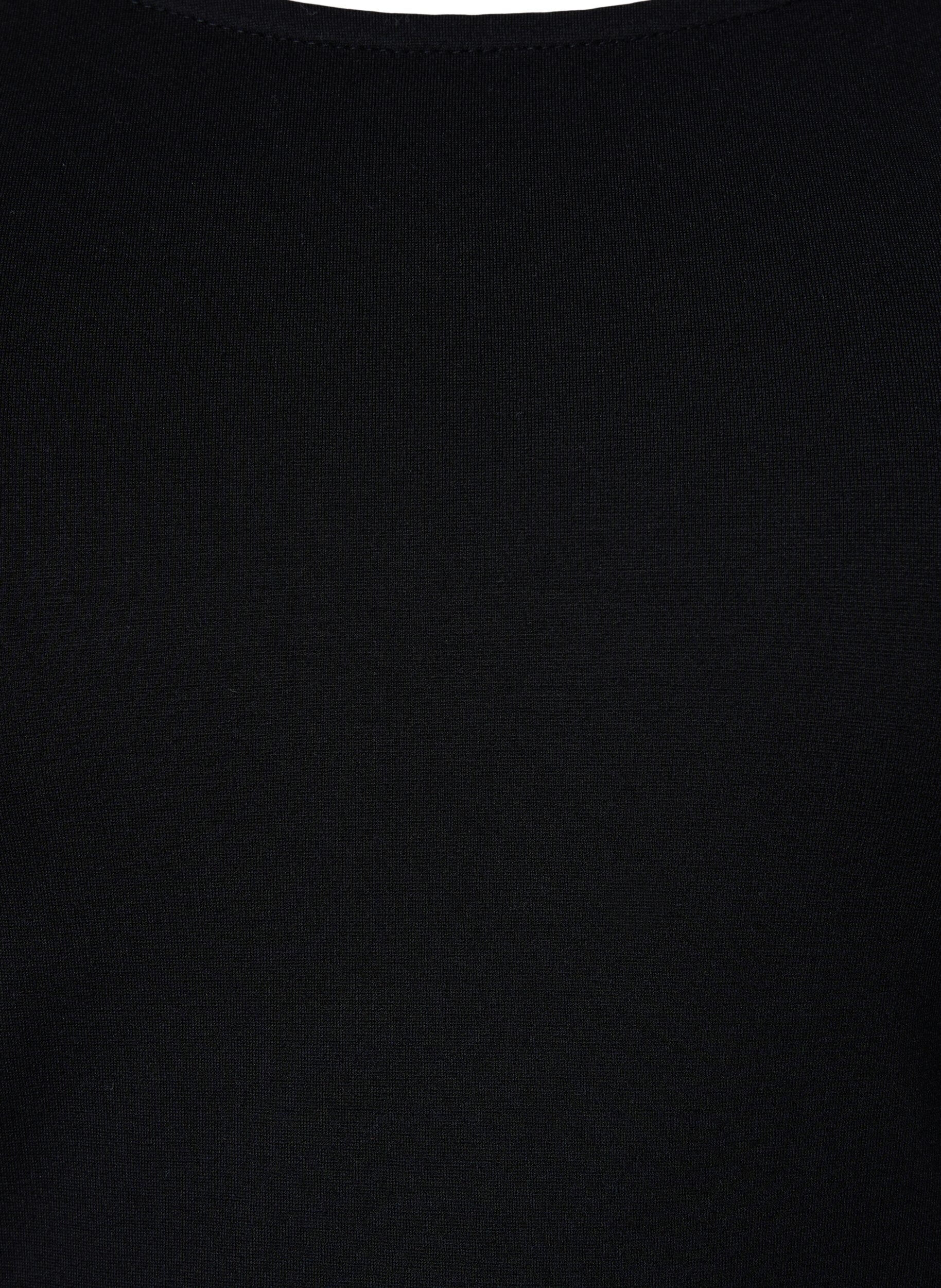 Zizzi Yksiv&auml;rinen mekko 3/4-hihoilla ja halkiolla, Black, Packshot image number 2