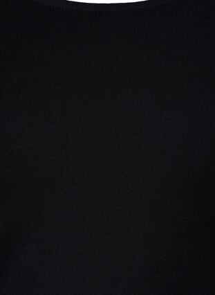 Yksivärinen mekko 3/4-hihoilla ja halkiolla, Black, Packshot image number 2