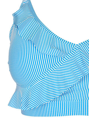 Raidallinen bikinin toppi röyhelöllä, BlueWhite Stripe AOP, Packshot image number 2