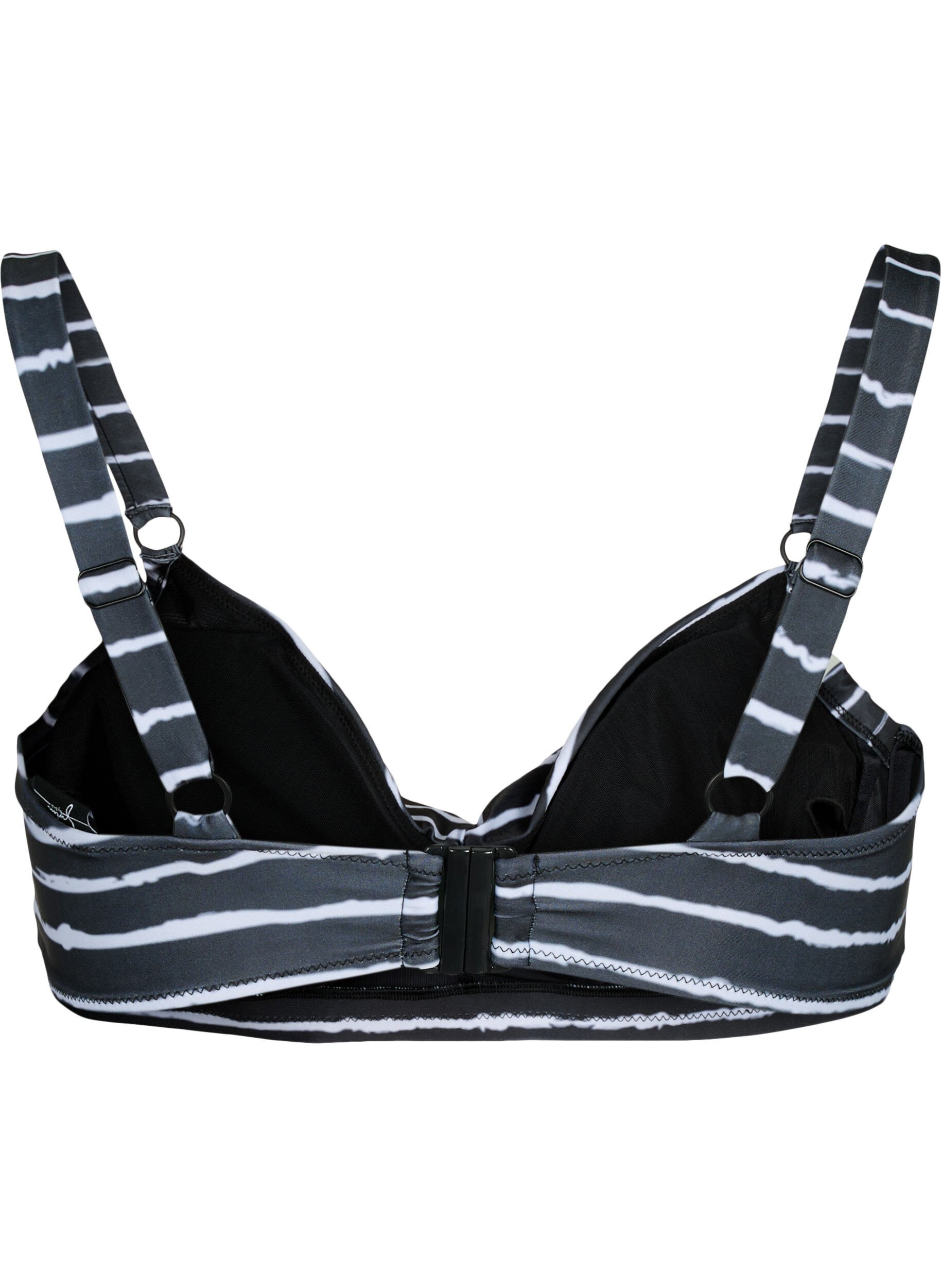 Zizzi Bikiniliivi kuviolla ja kaarituella, Black White Stripe, Packshot image number 1