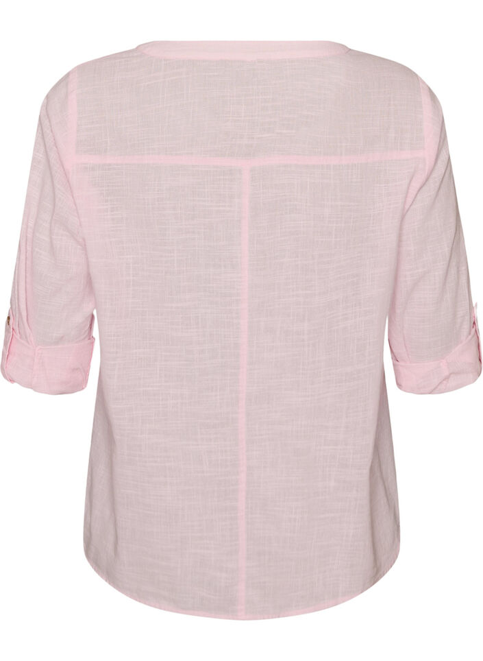 Puuvillainen puseropaita v-kaula-aukolla, Vaaleanpunainen, Packshot image number 1