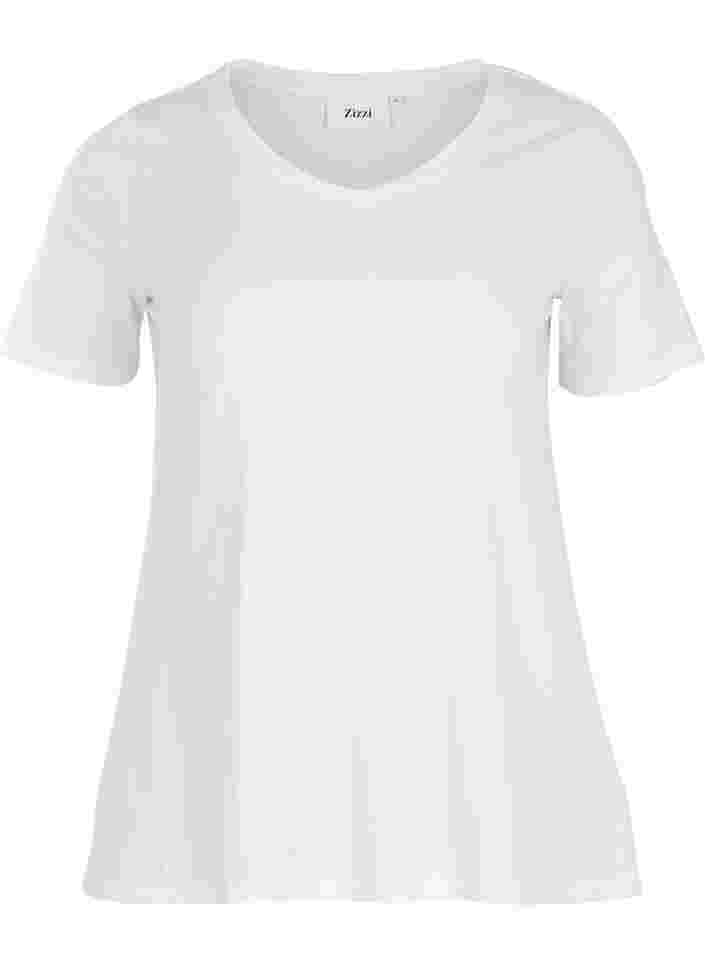 Yksivärinen perus t-paita puuvillasta, Bright White, Packshot image number 0