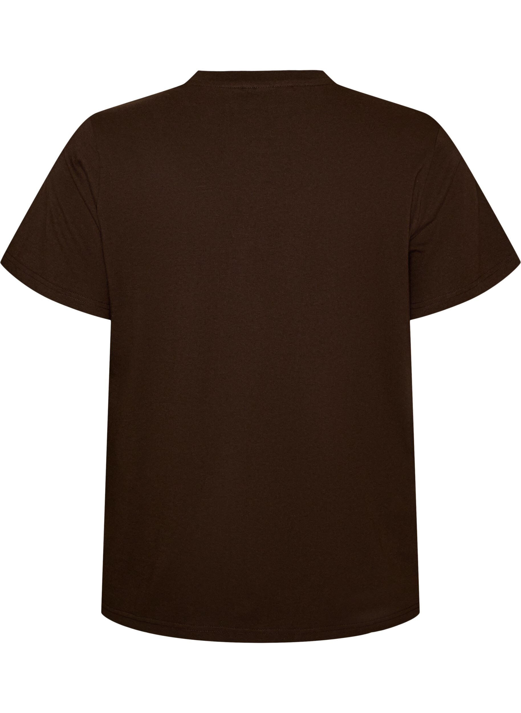 ZizziLuomupuuvillainen T-paita etupainatuksella, Ruskea, Packshot image number 1