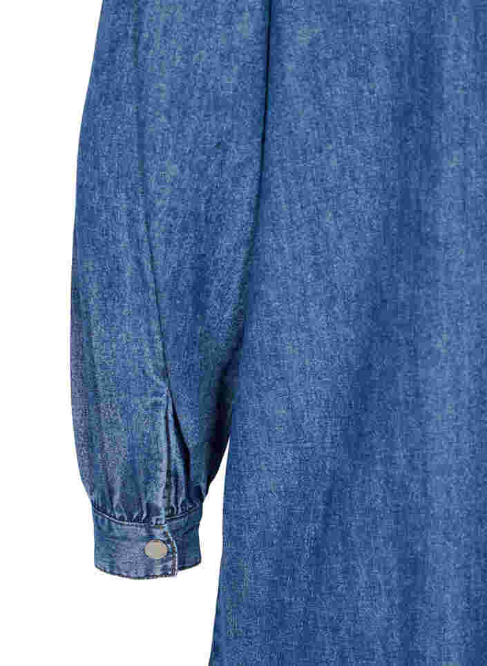 Puuvillainen paitamekko denimistä, Dark blue denim, Packshot image number 3