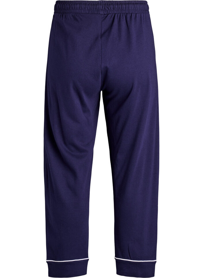Puuvillaiset pyjamahousut korkealla vy&ouml;t&auml;r&ouml;ll&auml;, Sininen, Packshot image number 1