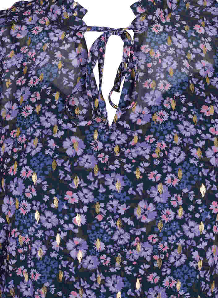 Tunika kukkakuosilla ja lurexilla, Purple Ditzy Flower, Packshot image number 2