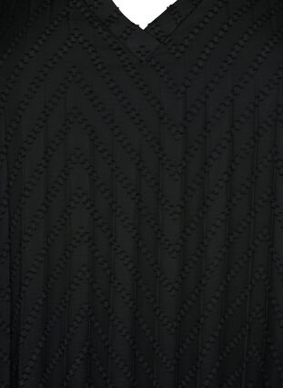 Lyhythihainen mekko tekstuurilla, Black, Packshot image number 2