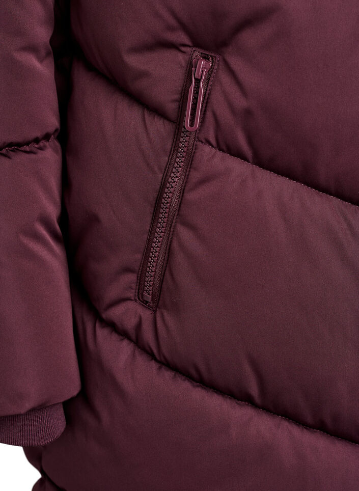 Pitk&auml; toppatakki, jossa huppu ja taskut, Tumma Bordeaux, Packshot image number 3